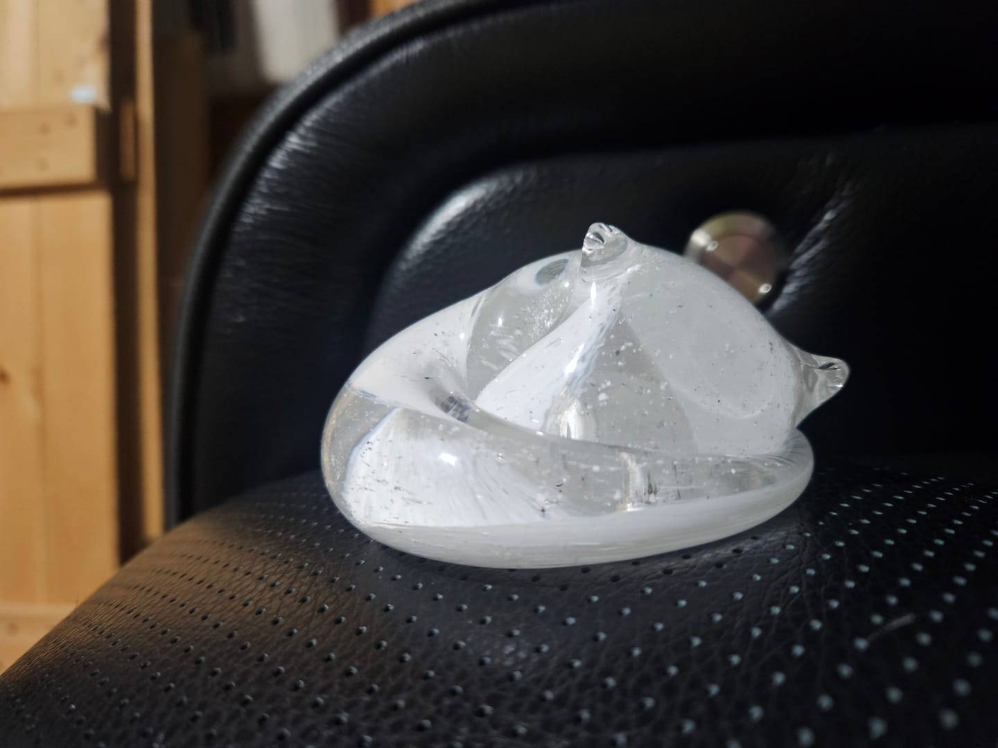 Customer photo review of Half-tone Sleeping Glass Cat with Infused Cremation Ashes