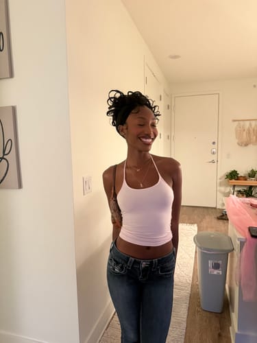 Customer photo review of Ally Halter Top - Pink