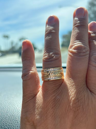 Customer photo review of 10mm Maile Heirloom CZ Half-Back Personalized Ring