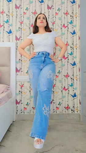 Customer photo review of Embellished Butterfly Cut Out Jeans - Nyssa