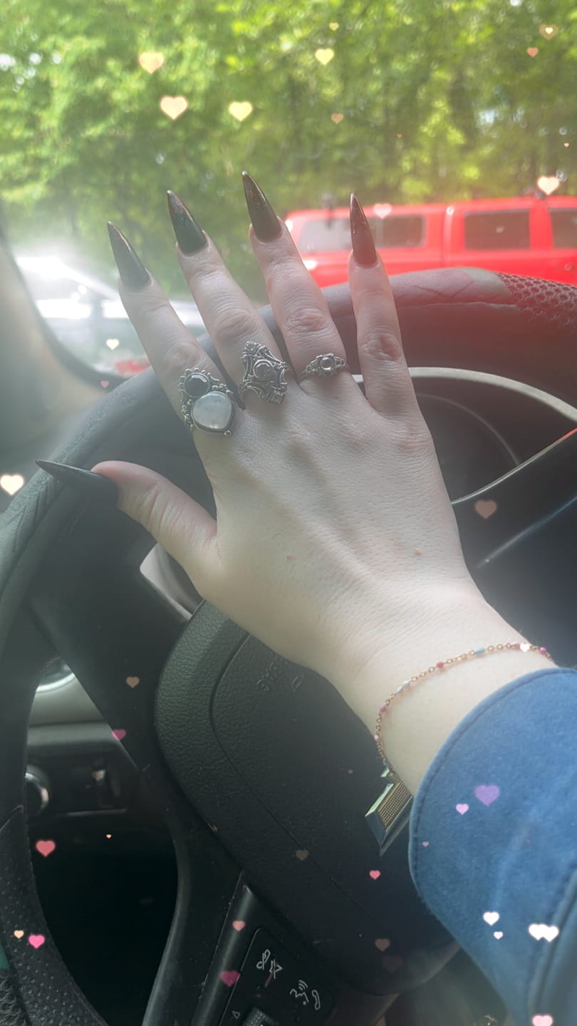 Customer photo review of Moonstone and Onyx Celestial Ring