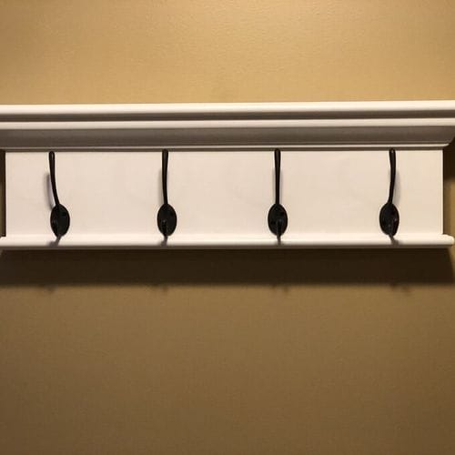 Customer photo review of Halifax Coat Hanger Wall Unit 4 Hooks - White