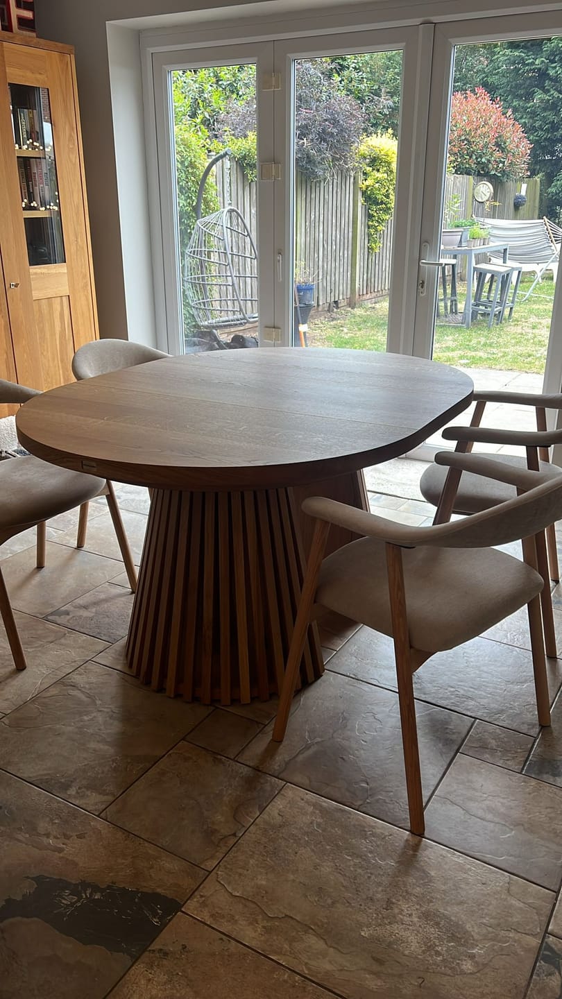 Customer photo review of Vivien Round Extendable Dining Table in Natural Oak