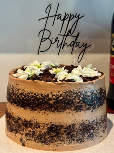 Customer photo review of double chocolate cake