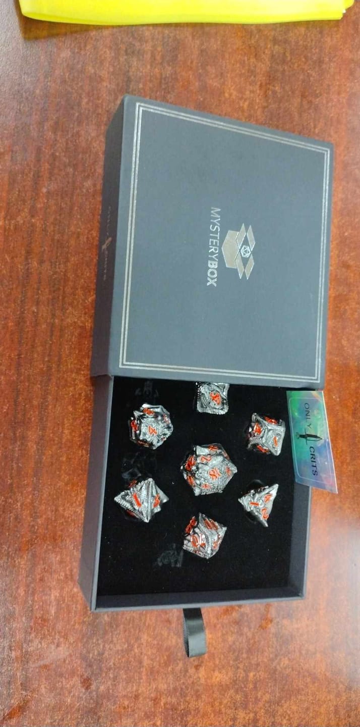 Customer photo review of Mystery Metal Dice Set Subscription