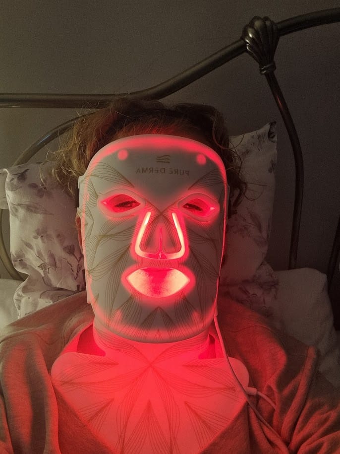 Customer photo review of LED Light Therapy Face, Neck & Décolletage Mask