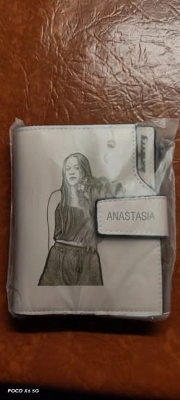 Customer photo review of PU Leather Wallet Photo Name Tri-Fold Zipper — Black | KIMLUD