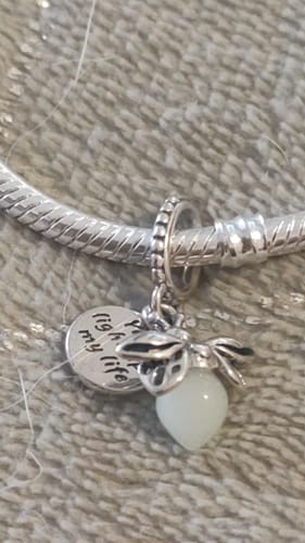 Customer photo review of PULSERA PANDORA CORAZON CENTELLEANTE + CHARM EVANGELINE LUCIERNAGA + KIT