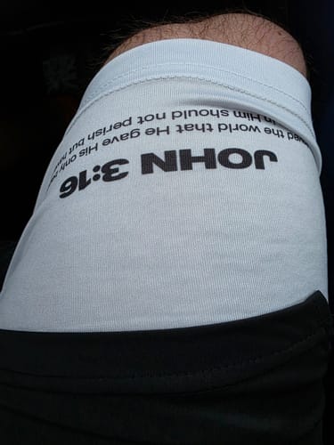 Customer photo review of John 3:16 The Cross Performance Shorts
