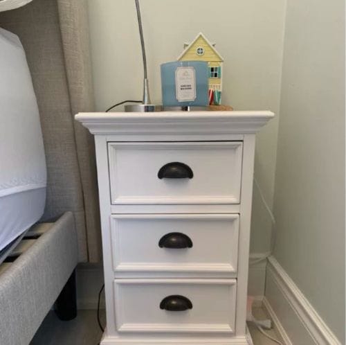 Customer photo review of Halifax Storage Unit / Bedside Chest 3 Drawers - White