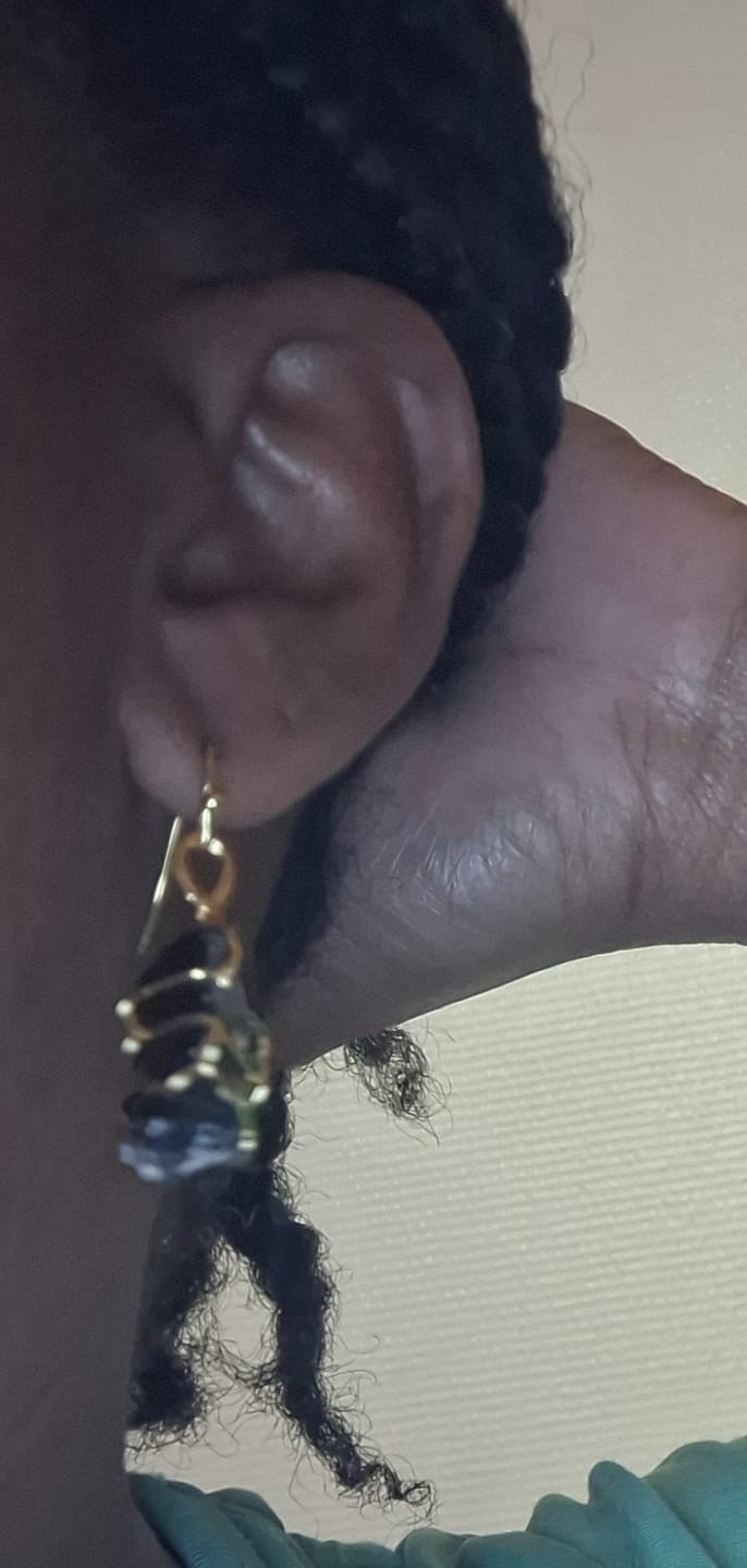 Customer photo review of Boucles d'oreilles - Tourmaline noire brute
