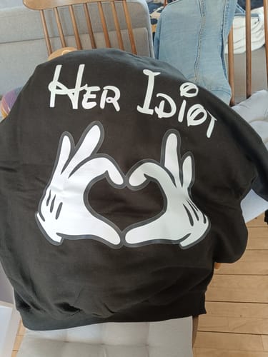 Customer photo review of Her Idiot - Premium Hoodie Unisex