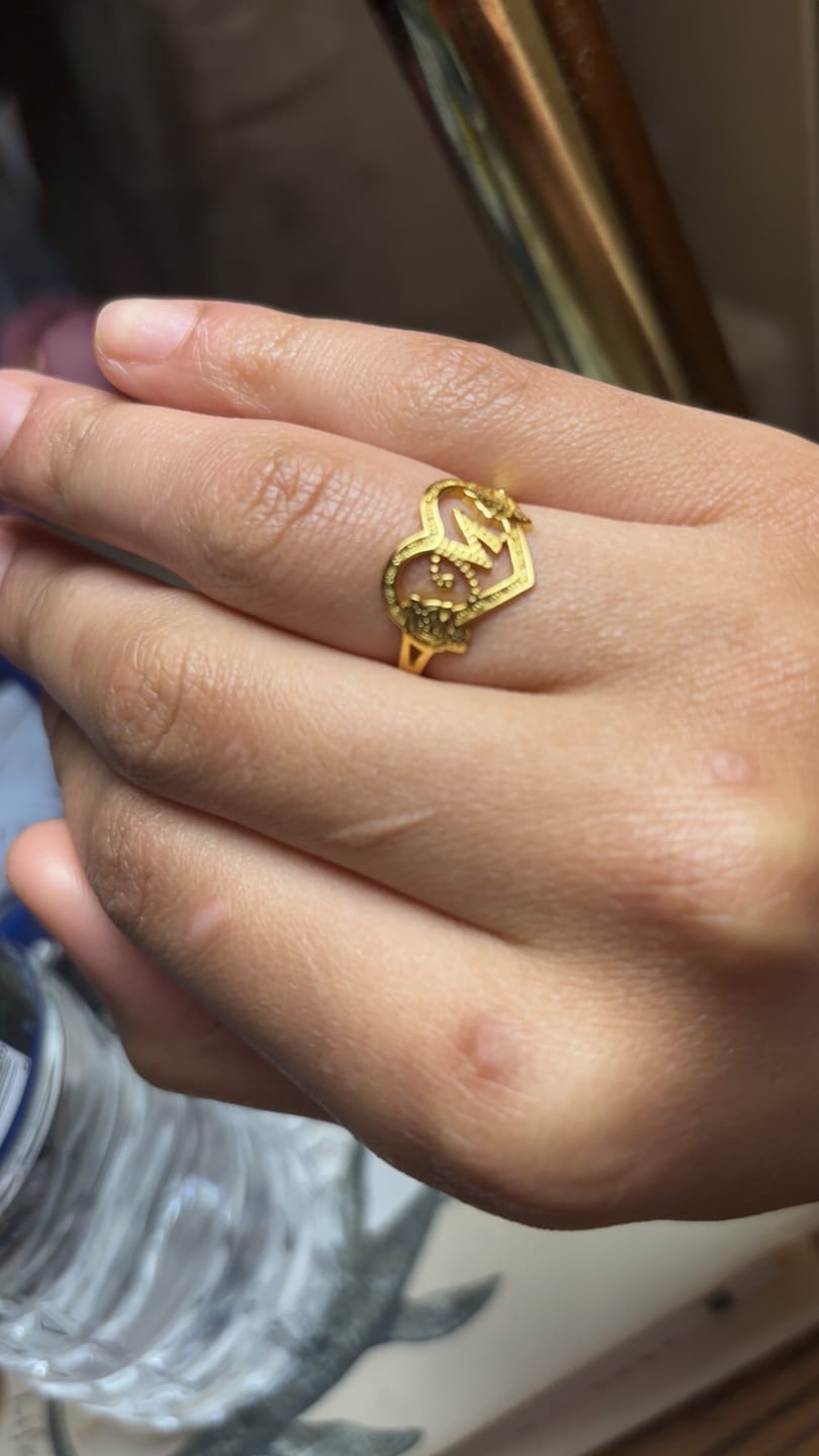 Customer photo review of Heart Initial Ring