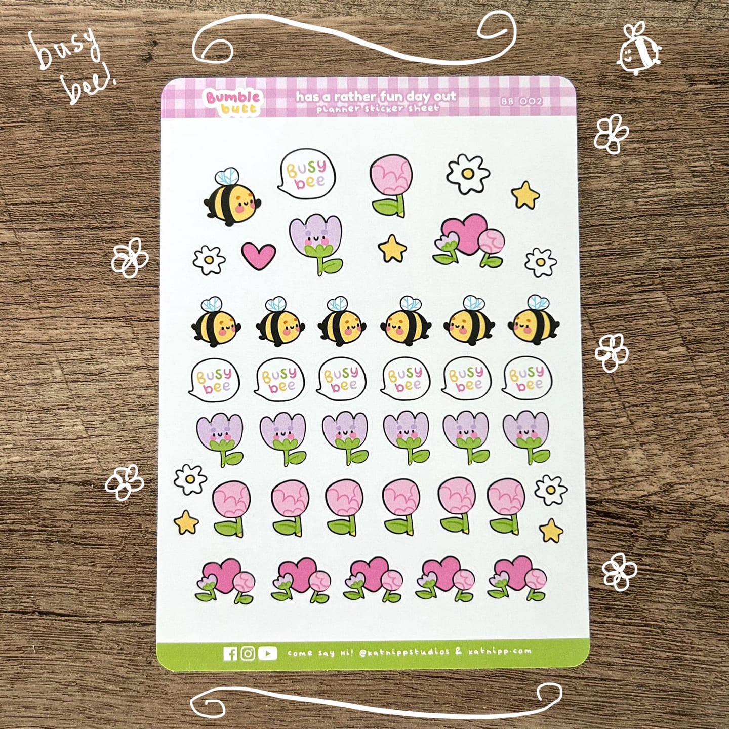 Customer photo review of Bumblebutt Bee Sticker Sheet | Busy Bee Planner Stickers | Cute Spring & Summer Floral Stickers | BB002