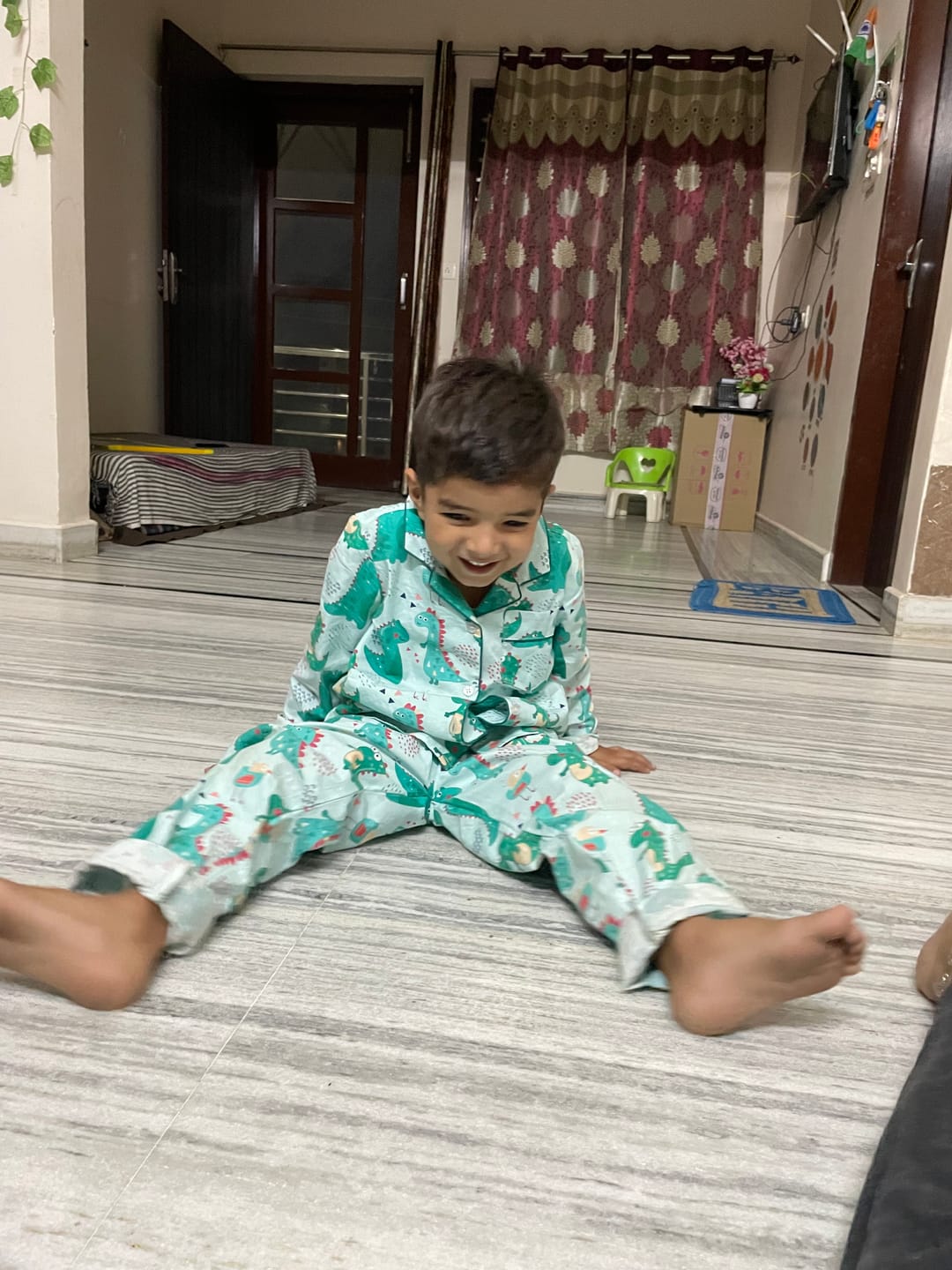 Customer photo review of Green Dino Night Suit