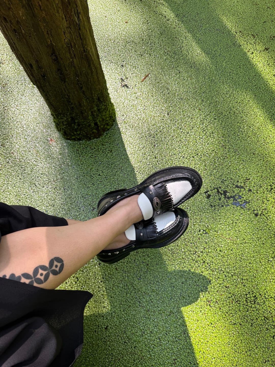 Customer photo review of Eleby 𝄢 Laser-Cut Stud-Embellished Penny Loafer