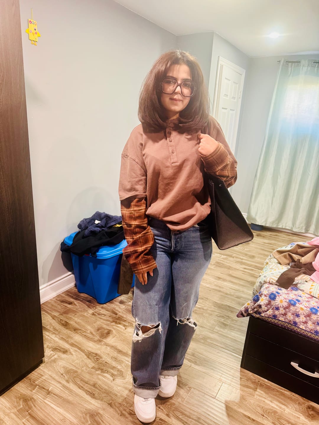 Customer photo review of Aelfric Eden Plaid Layered Long Sleeve Tee