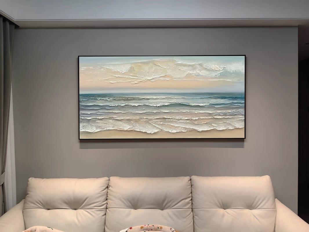 Customer photo review of Ocean And Sky Textured Painting Canvas #OS027