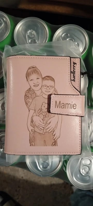 Customer photo review of PU Leather Wallet Photo Name Tri-Fold Zipper — Black | KIMLUD