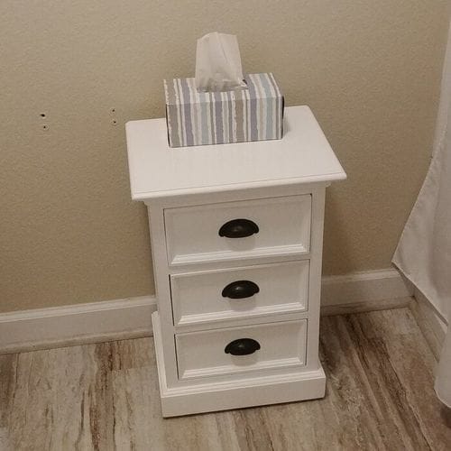 Customer photo review of Halifax Storage Unit / Bedside Chest 3 Drawers - White