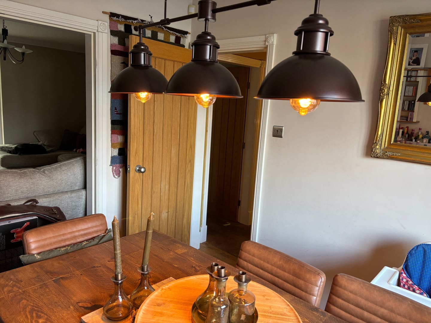 Customer photo review of Industrial 3-Light Dome Linear Pot Lid Pendant