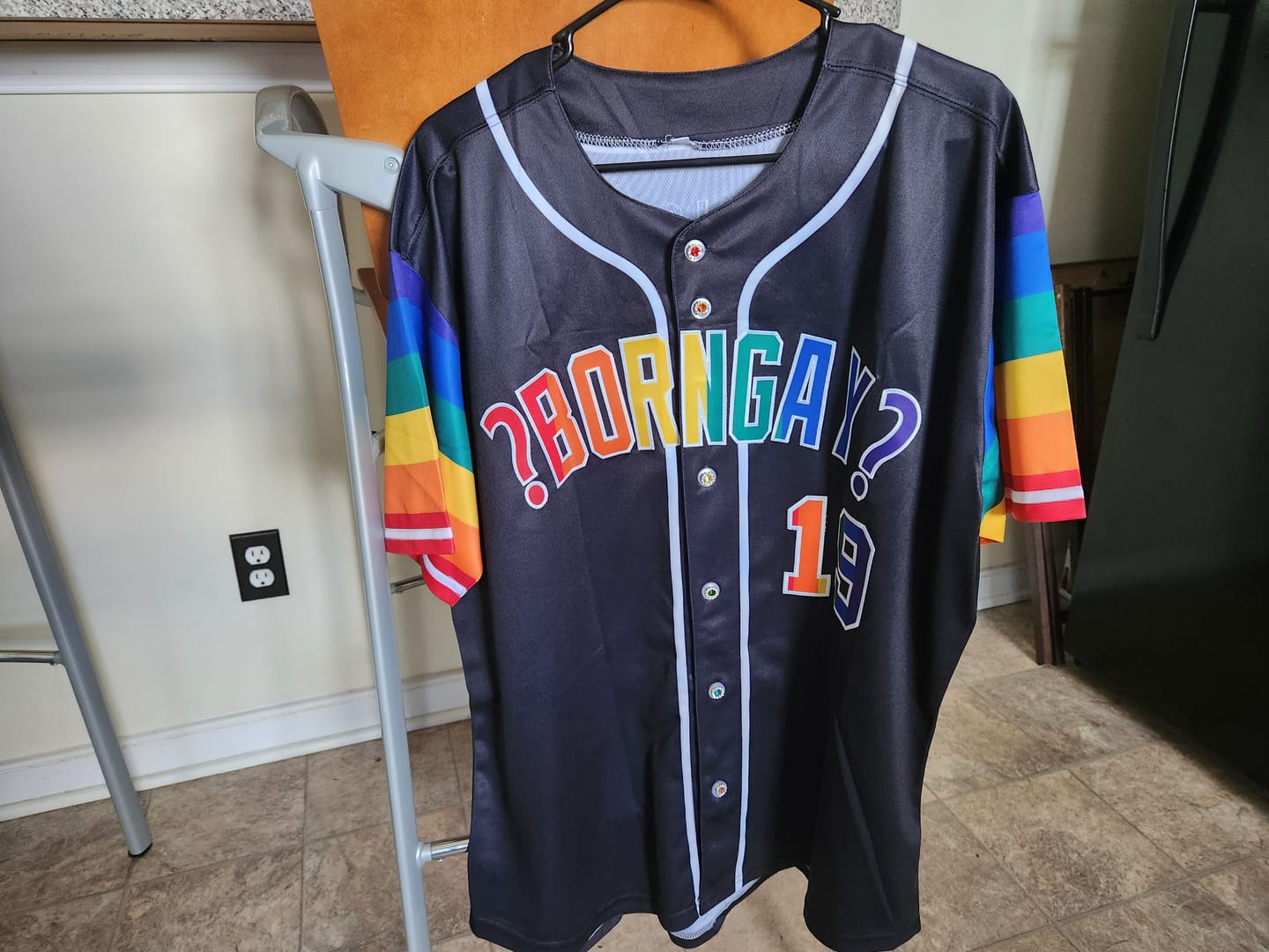 Customer photo review of Custom Black LGBT Rainbow For Pride Month Raglan Sleeves Authentic Baseball Jersey