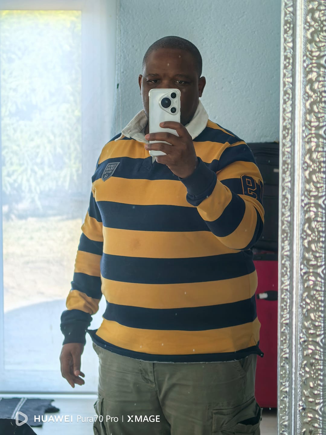 Customer photo review of Hero Rugby Polo Shirt Mustard & Navy