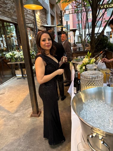Customer photo review of Euphrasia Black Sequin Gown
