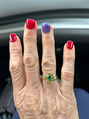 Customer photo review of Celtic Knot™ 18K Yellow Gold Emerald Ring
