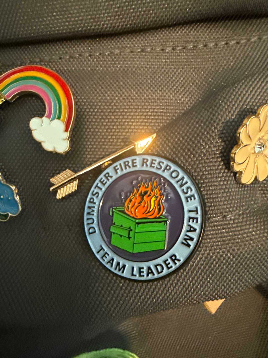 Customer photo review of Dumpster Fire Response Team Leader Pin