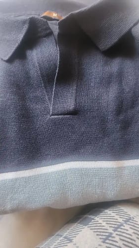 Customer photo review of Slim Fit V-Neck Polo Shirt
