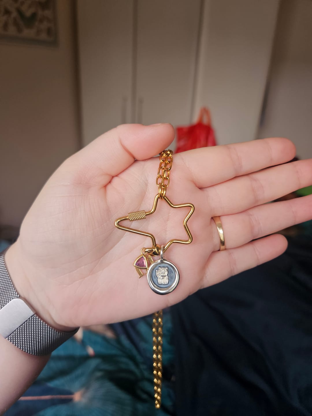 Customer photo review of Lucky Cat Charm Pendant Necklace