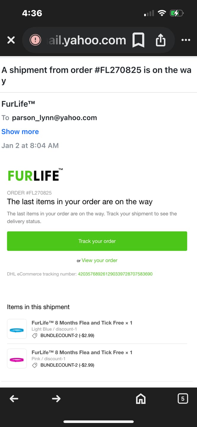 Customer photo review of FurLife Shipping Protection