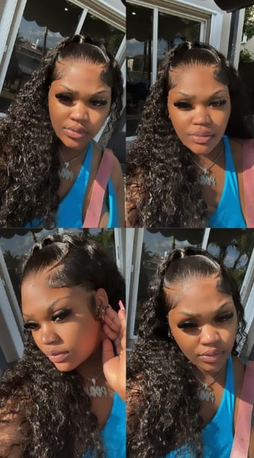 Customer photo review of MORE FACE Deep Wave Curly Human Hair Wigs 13x4 13x6 Transparent Lace Front Human Hair Wigs