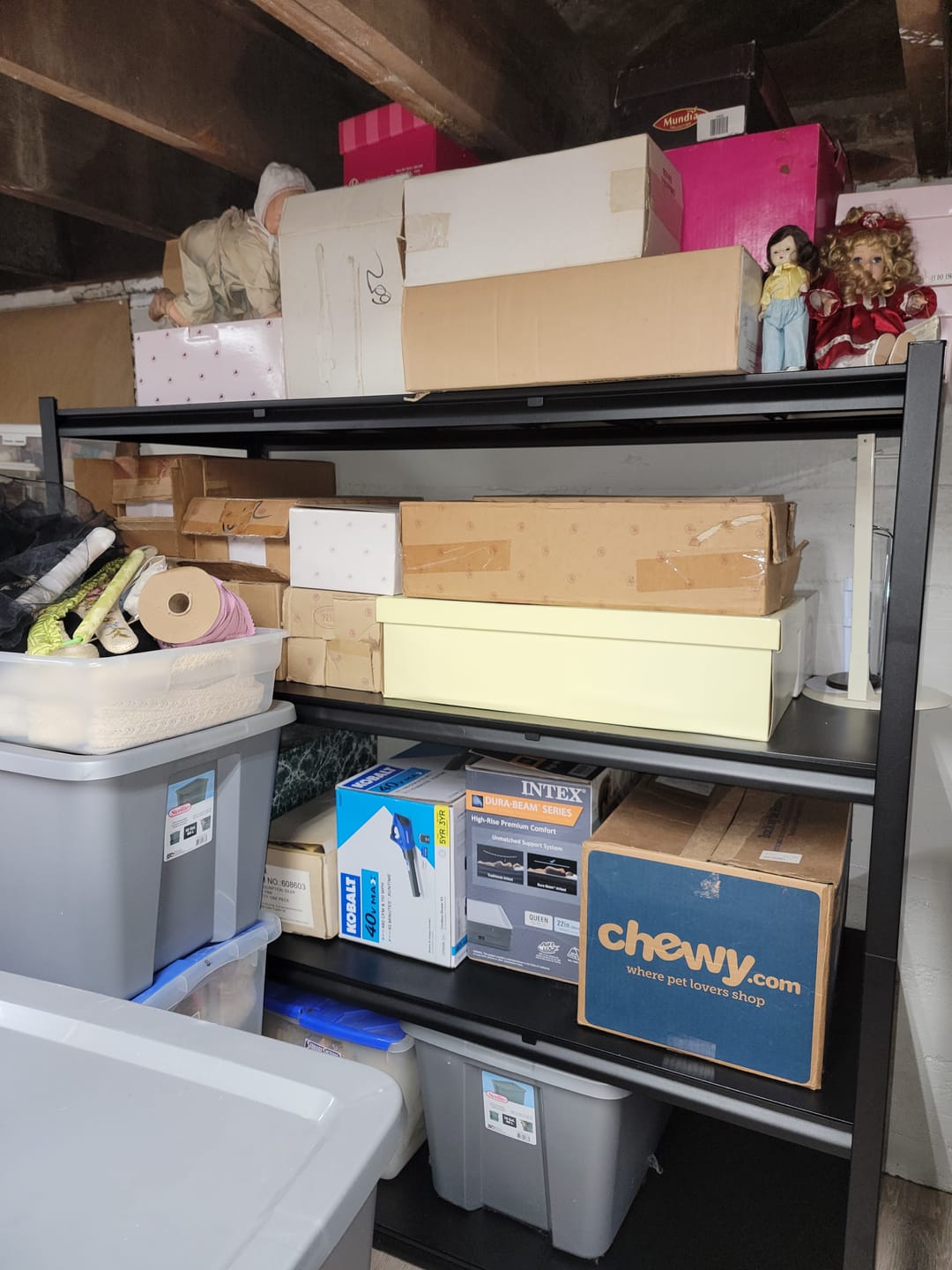 Customer photo review of Reibii 4-Tier 2650LBS Heavy Duty Industrial Garage Shelving Units,60" W Adjustable Metal Storage Shelves Racks for Garage, Warehouse, Basement