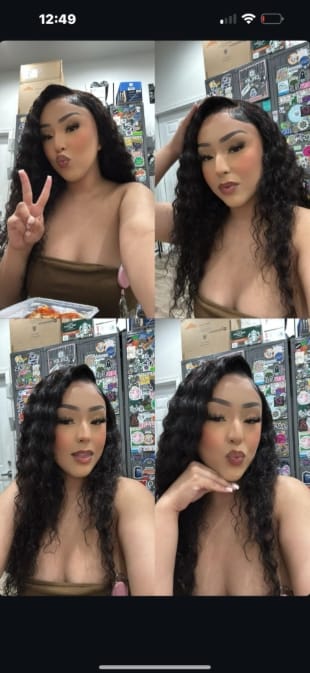 Customer photo review of MORE FACE Deep Wave Curly Human Hair Wigs 13x4 13x6 Transparent Lace Front Human Hair Wigs