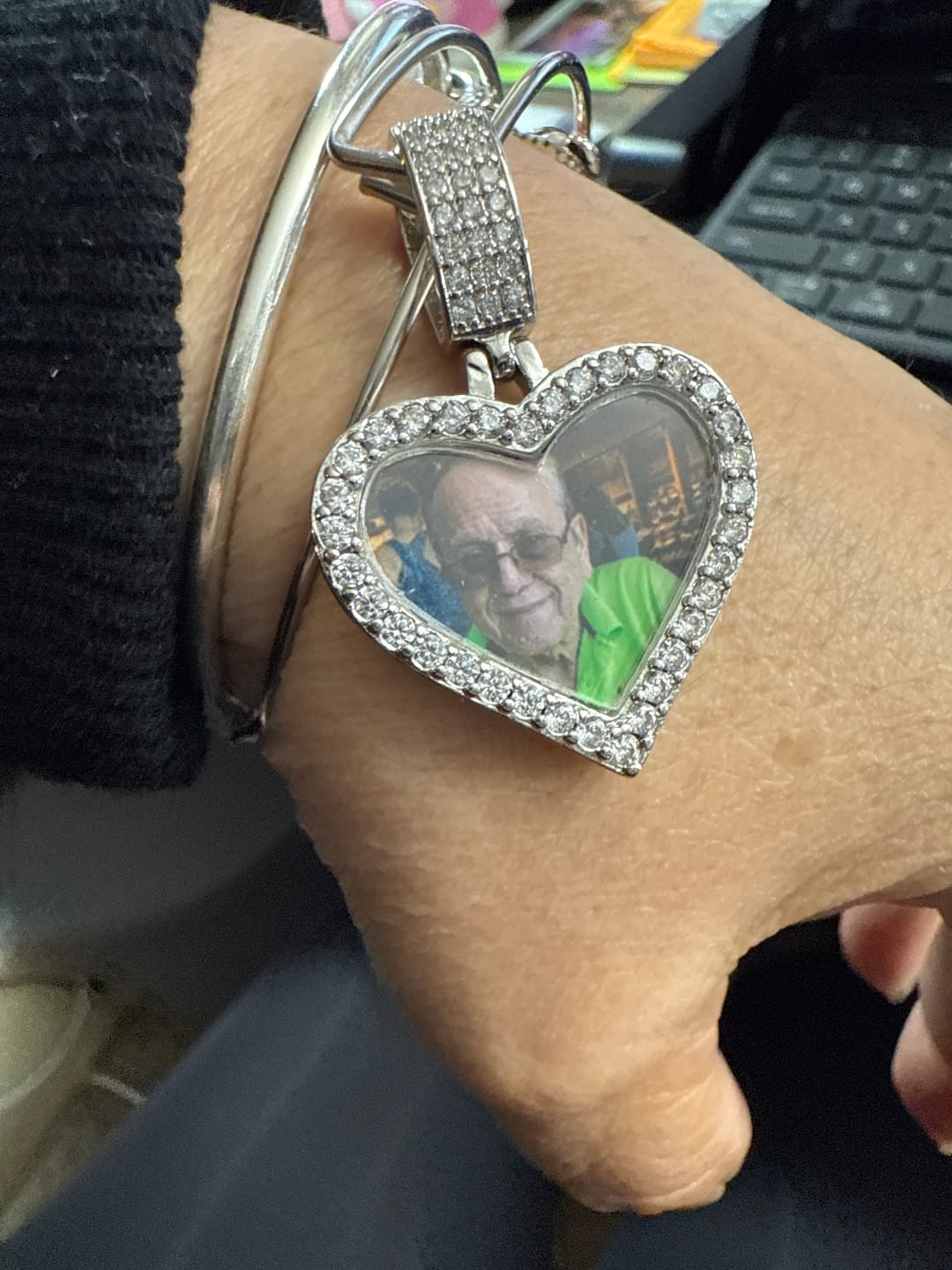Customer photo review of Hearts Photo Bangle Bracelet