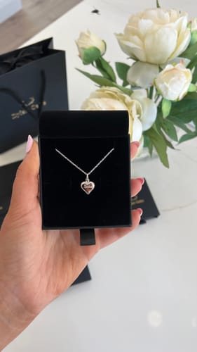 Customer photo review of Beaded Heart Pendant in Silver