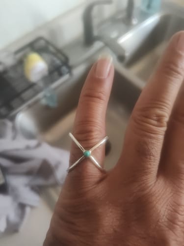 Customer photo review of Criss Cross Ring with Turquoise Sterling Silver