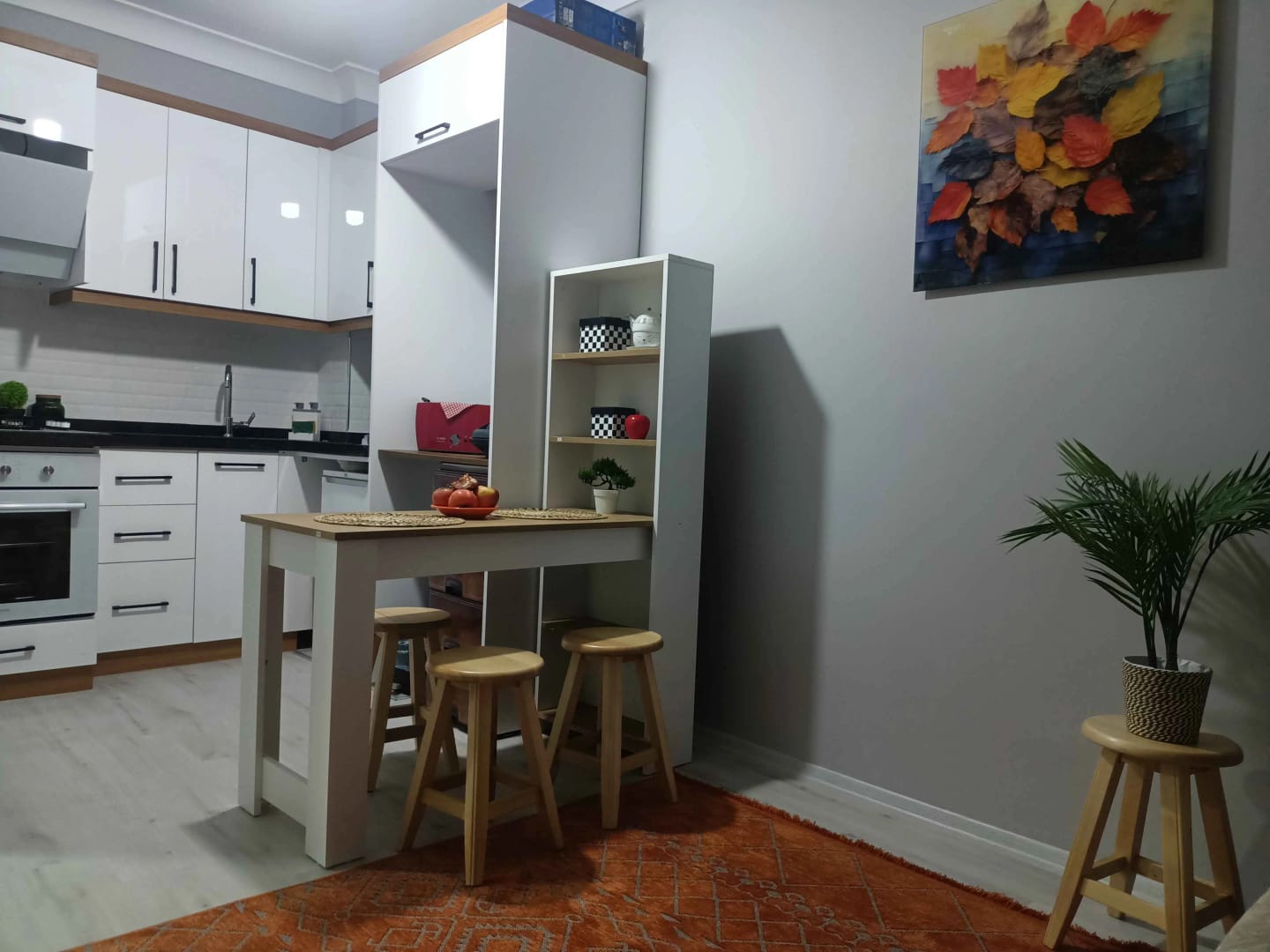 Customer photo review of Rani JA102 Masa Raflı Dekoratif Mutfak Yemek Masası Sepet Ceviz - Beyaz