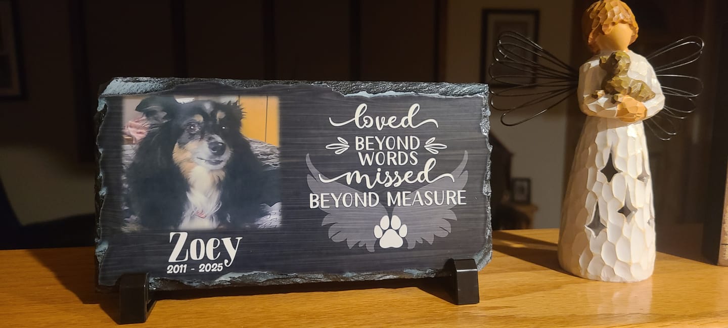 Customer photo review of Personalized Dog Memorial   Loved Beyond Words Missed Beyond Measure  Personalized Picture Keepsake