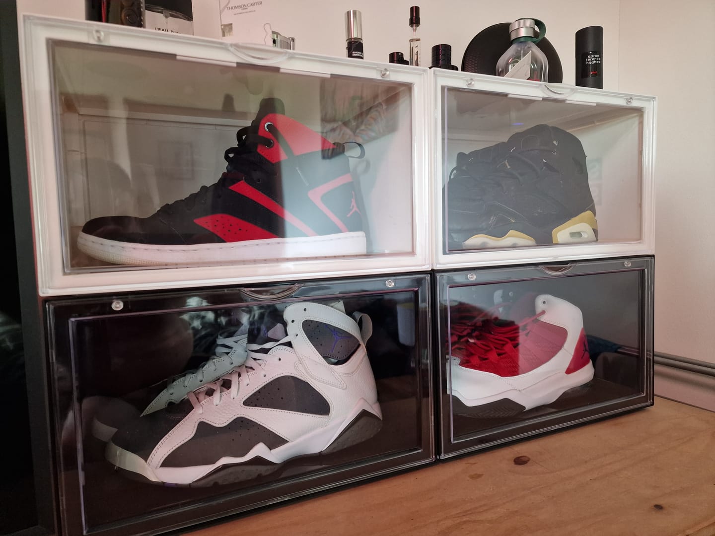 Customer photo review of STACK V1 Sneaker Display Crates - Black (2 Pack)