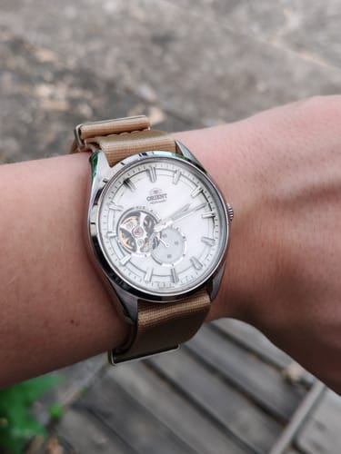Customer photo review of Beige Nylon Watch Strap