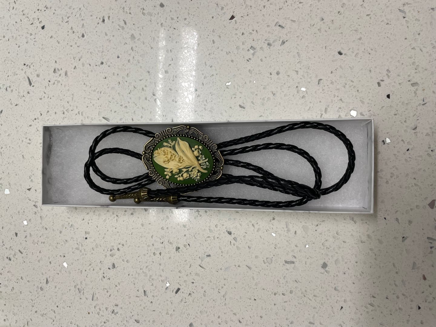 Customer photo review of Lily of the Valley Bolo Tie