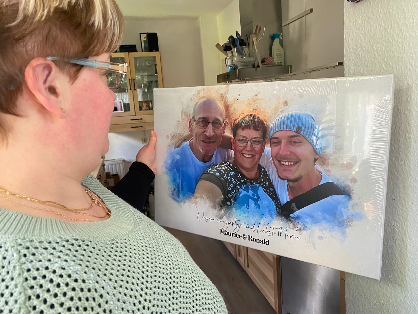 Customer photo review of Muttertagsgeschenk - Euer Foto als Aquarell - Persönliches Geschenk für Mama zum Geburtstag