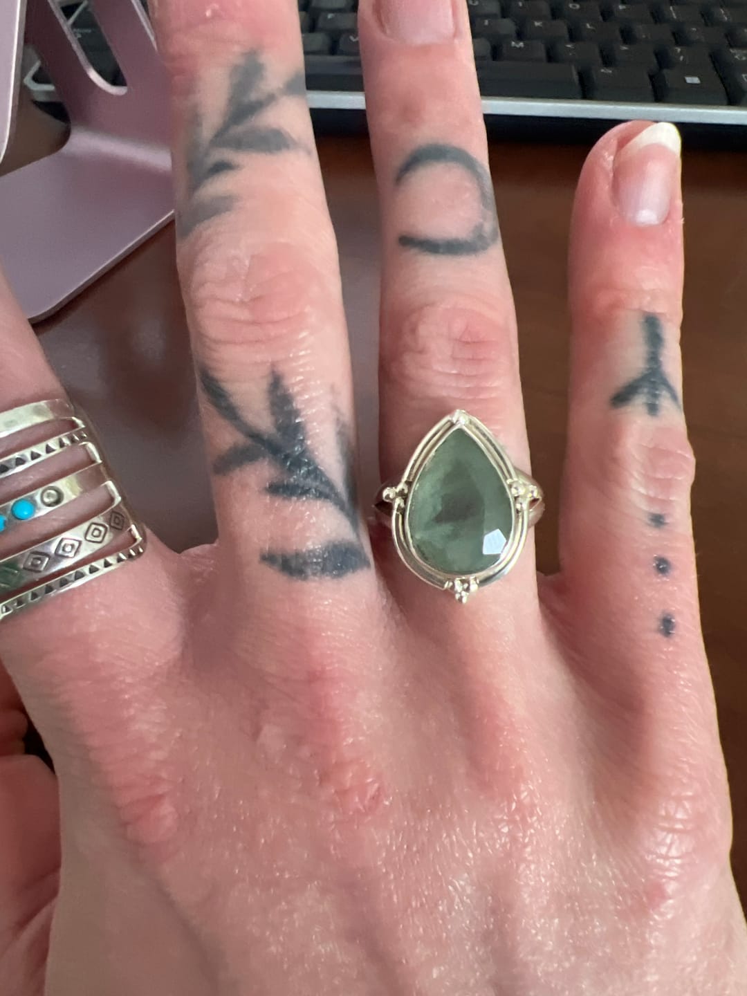 Customer photo review of Teardrop Aquamarine Ring Sterling Silver