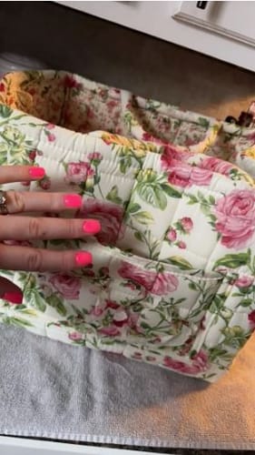 Customer photo review of Quilted Storage Basket