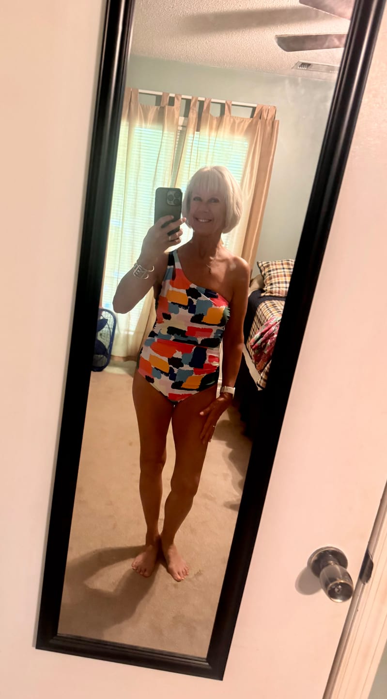 Customer photo review of Emoswimsuit - One Shoulder One Piece Swimsuit for Women Tummy Control Bathing Suits