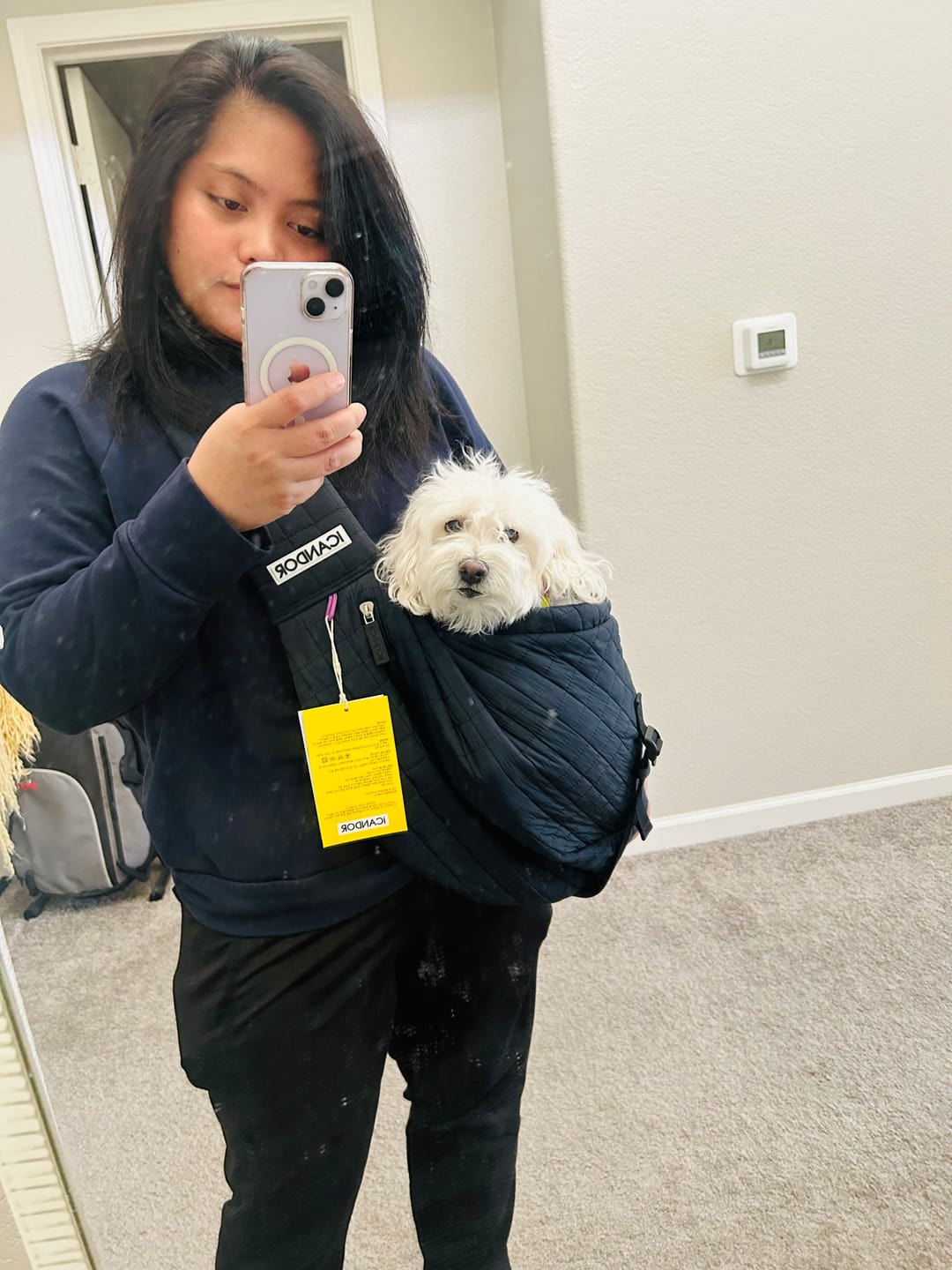 Customer photo review of Dumpling Sling Bag (Midnight Navy)