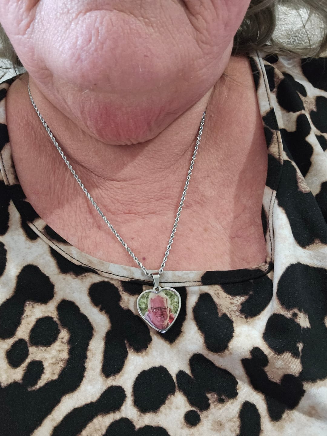 Customer photo review of Engravable Heart Necklace With Picture